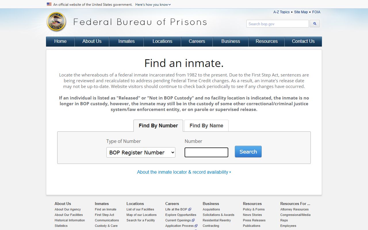 Federal Bureau of Prisons inmate locator for Arapahoe County federal custody cases